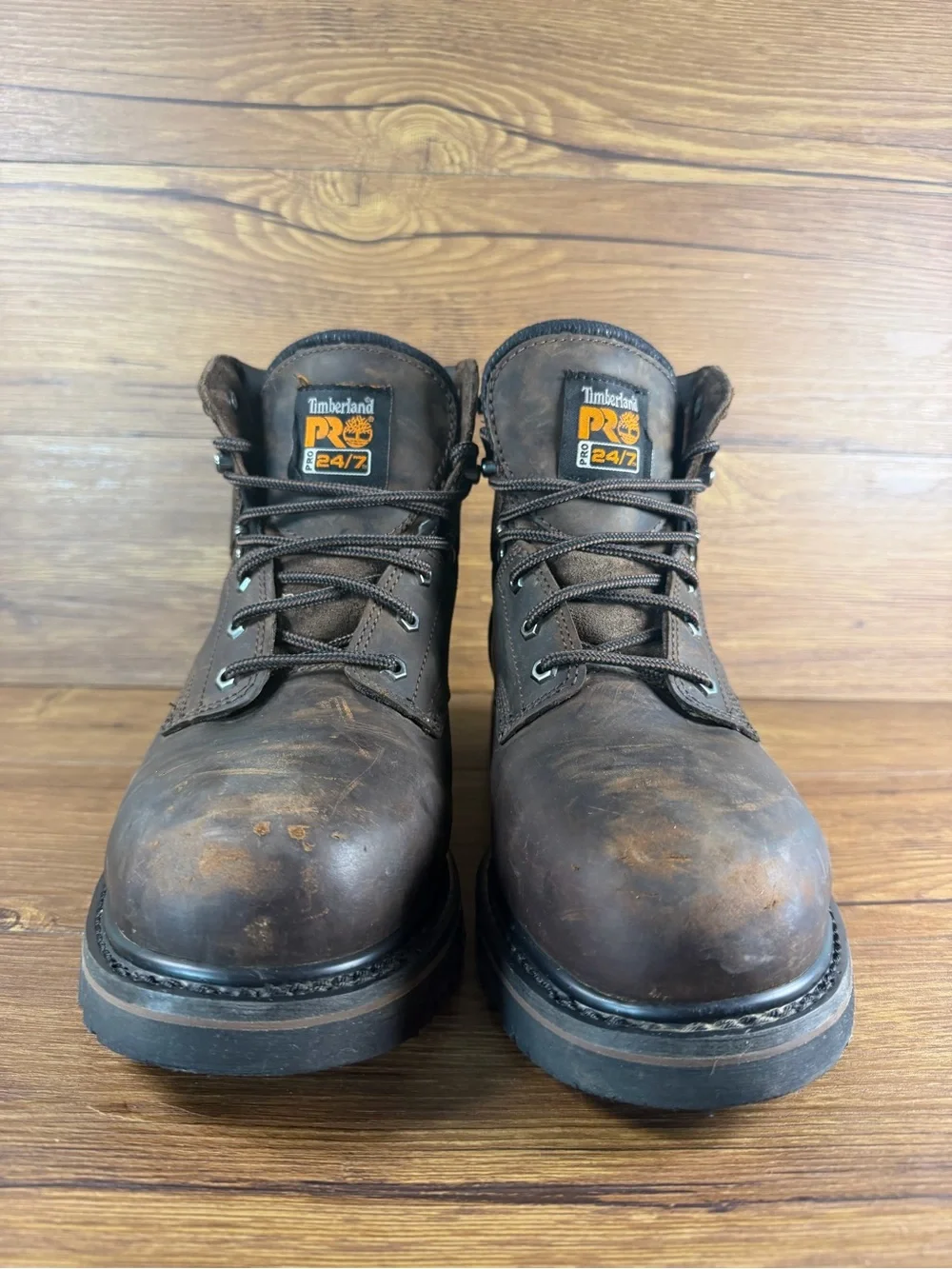 Timberland PRO Pit Boss Steel Toe Work Boots Brown Leather Mens 10.5 Shoes